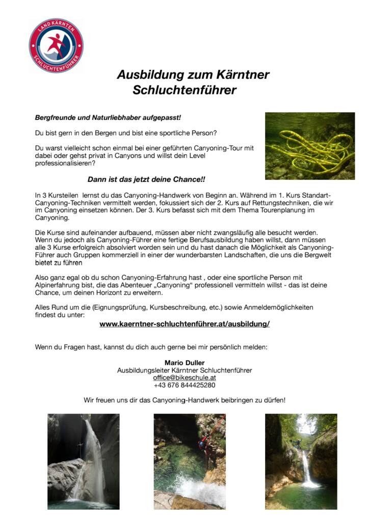 Ausbildung zum Kärntner Schluchtenführer